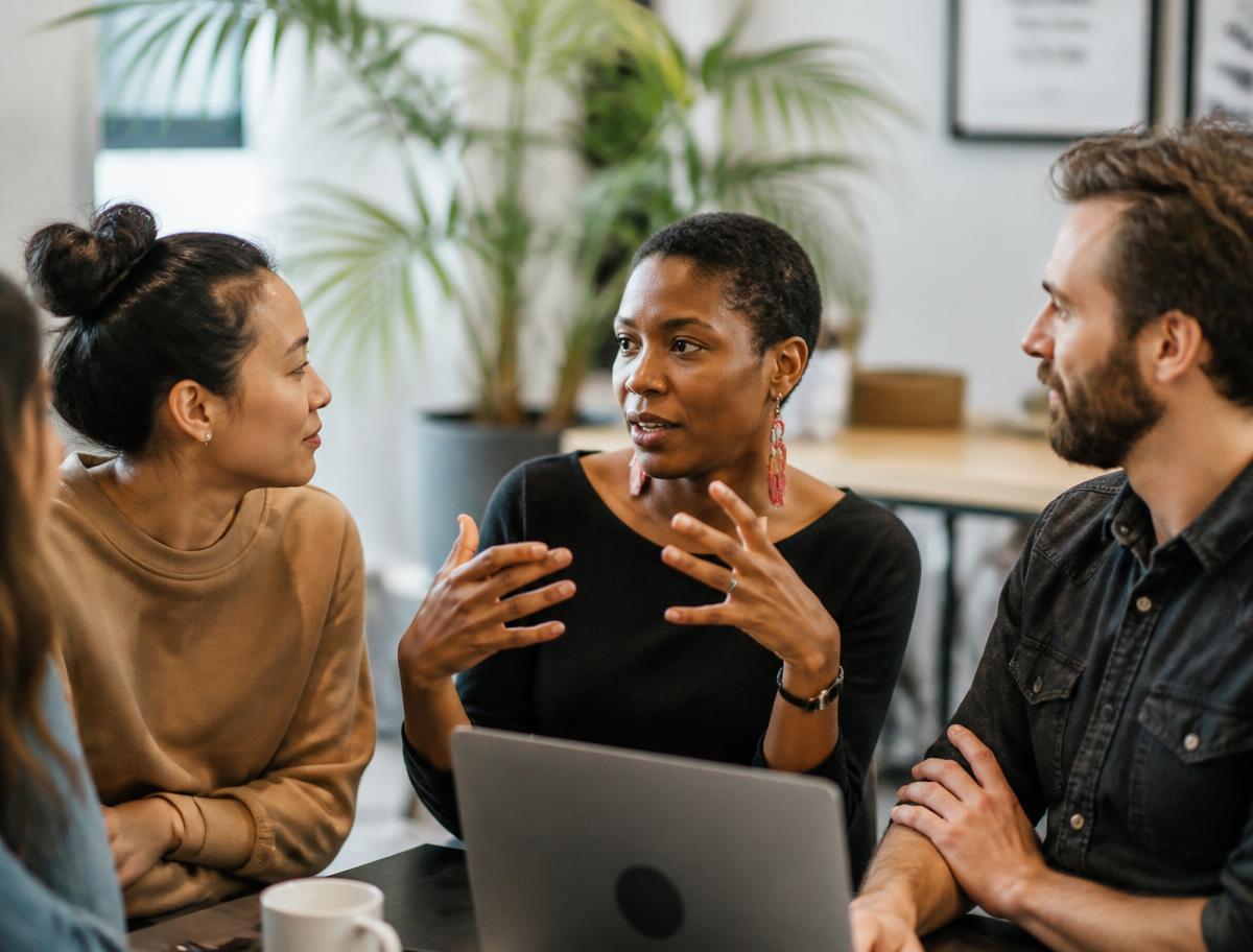 Small group of entrepreneurs in conversation